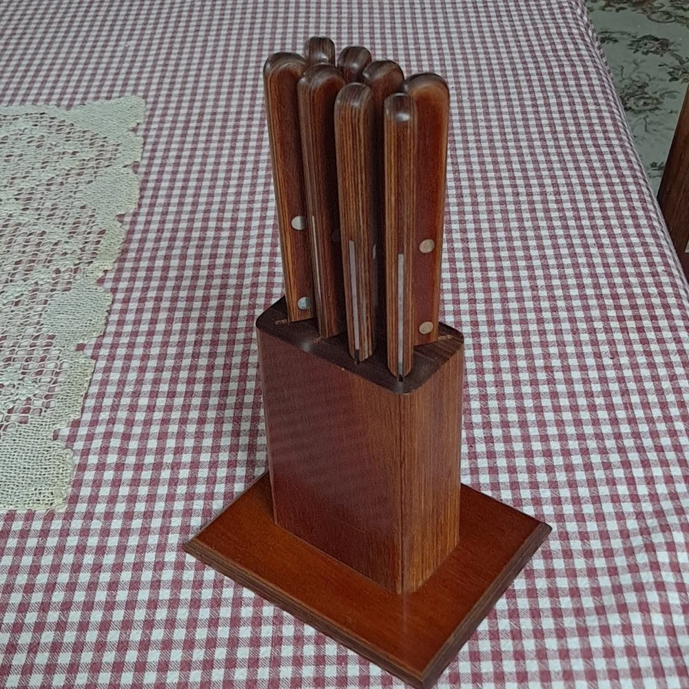 Vintage Steak Knife Set in Wood Block